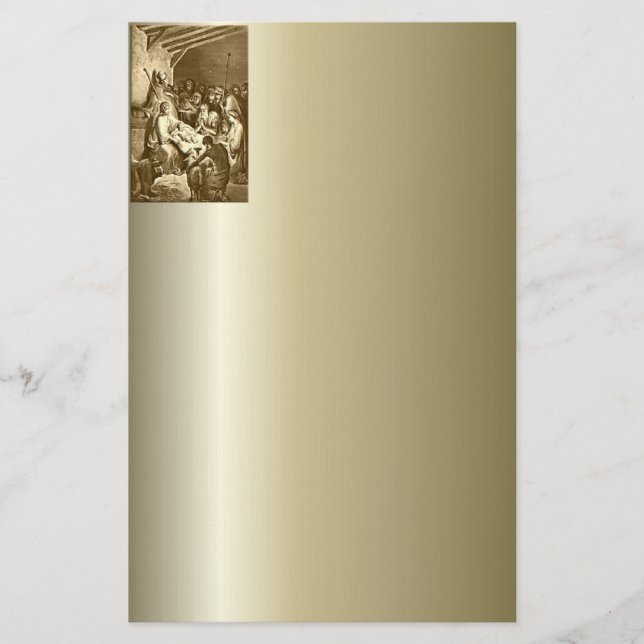 Nativity Scene Gifts for Christmas Stationery (Front)
