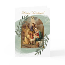 Nativity Scene Green Chrirstmas Card