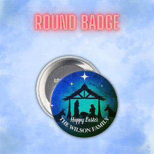 Nativity Scene - Happy Easter   7.5 Cm Round Badge