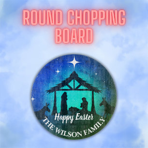 Nativity Scene - Happy Easter   Cutting Board