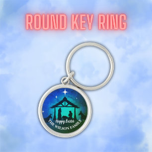Nativity Scene - Happy Easter   Key Ring