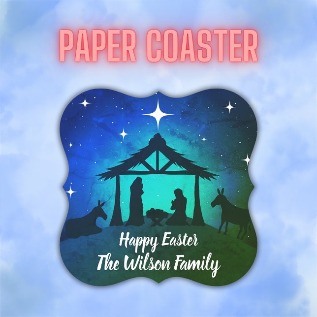 Nativity Scene - Happy Easter | Paper Coaster (Creator Uploaded)