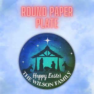 Nativity Scene - Happy Easter Paper Plate