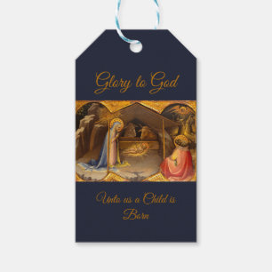 Nativity Scene in Gold Glory to God Gift Tags