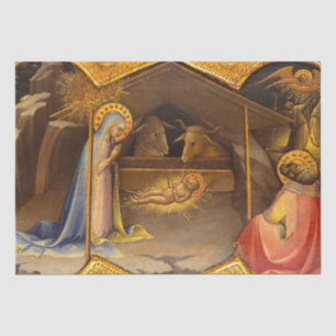 Nativity Scene in Gold Tissue Paper