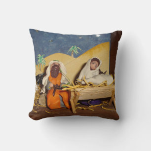 nativity scene Jesus Mary Joseph stable seasonal Cushion