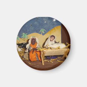 nativity scene Jesus Mary Joseph stable seasonal Magnet