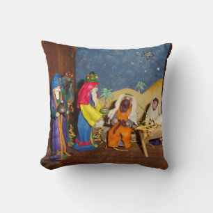 nativity scene Jesus Mary Joseph stable seasonal T Cushion