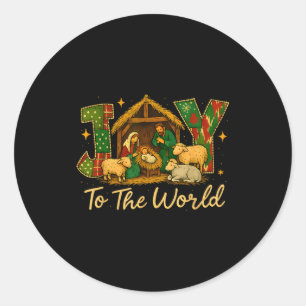 Nativity Scene Joy To The World – Christmas Faith  Classic Round Sticker