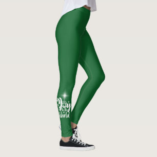 Nativity Scene Joy to the World Green & White Leggings
