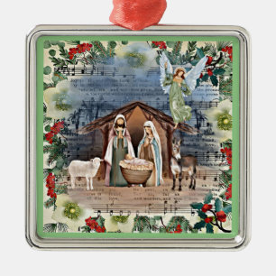 Nativity Scene, Joy to the World, Metal Tree Decoration