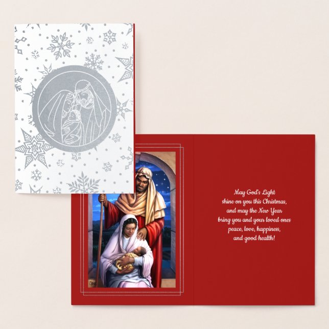 Nativity Scene Luxury Real Foil Christmas Cards (Display)
