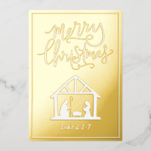 Nativity Scene Merry Christmas Foil Holiday Card
