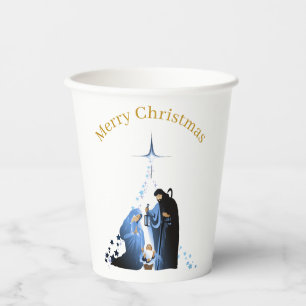 Nativity Scene Merry Christmas greetings Paper Cups