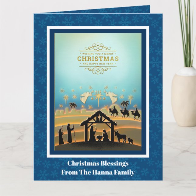 Nativity Scene "Merry Christmas & Happy New Year" Card (Front)