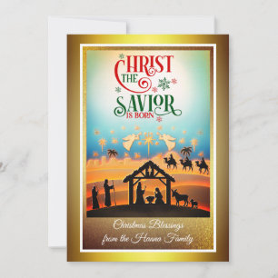 Nativity Scene "Merry Christmas & Happy New Year" Holiday Card