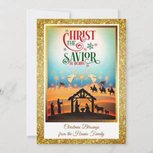 Nativity Scene "Merry Christmas & Happy New Year" Holiday Card