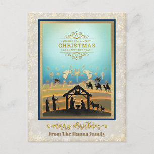 Nativity Scene "Merry Christmas & Happy New Year" Holiday Postcard