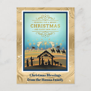 Nativity Scene "Merry Christmas & Happy New Year" Holiday Postcard