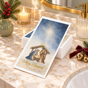Nativity Scene Merry Christmas Napkin