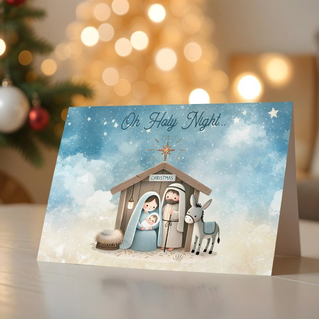 Nativity Scene Oh Holy Night Christmas Card (Nativity Scene Oh Holy Night Christmas Card)
