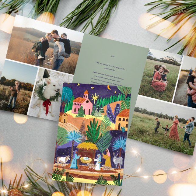 Nativity Scene Religious Family Photo Christmas Tri-Fold Invitation (Nativity Scene Religious Family Photo Christmas Tri-Fold Invitation)
