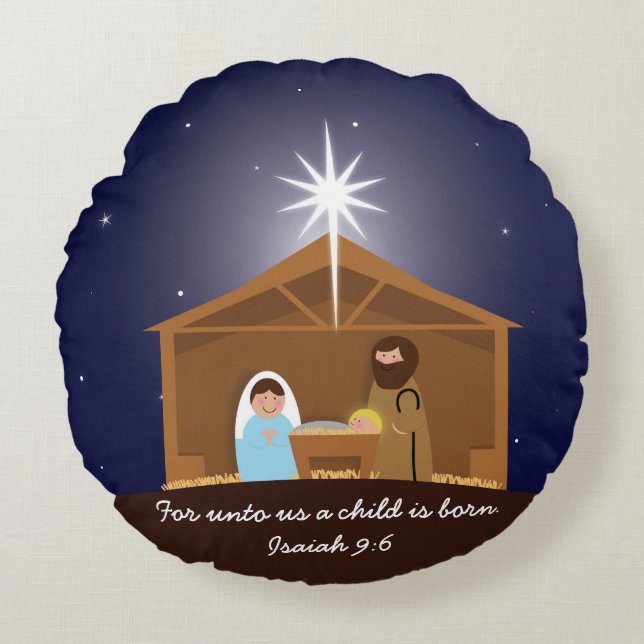 Nativity Scene  Round Cushion (Front)