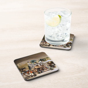 Nativity Scene Setup for Christmas Coaster