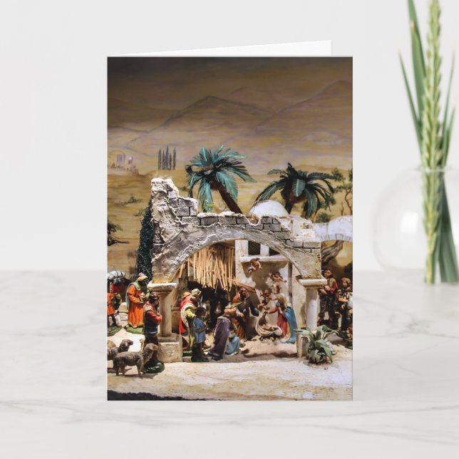 Nativity Scene Setup for Christmas Holiday Card (Front)