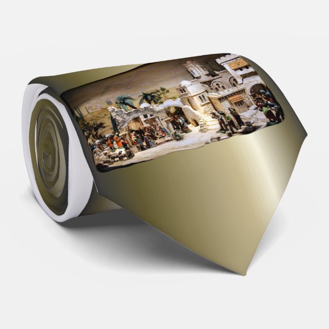 Nativity Scene Setup for Christmas Tie (Rolled)
