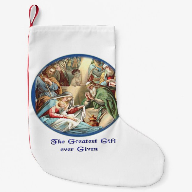 Nativity Scene Small Christmas Stocking (Front)