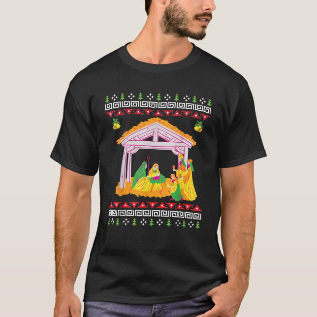 Nativity Scene Ugly Christmas Sweater Style Funny  (Front)