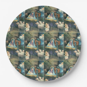 Nativity Scene Vintage Christmas Paper Plate