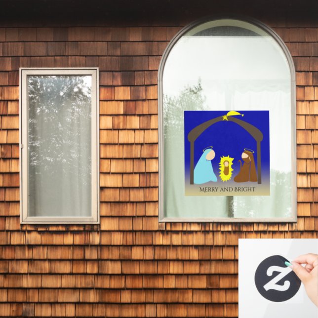 Nativity scene with Holy family for Christmas Window Cling (Home Window)
