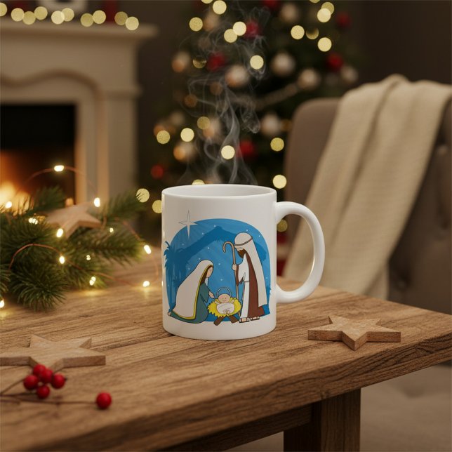 Nativity Scene with Mary Joseph and Baby Jesus Coffee Mug (Creator Uploaded)