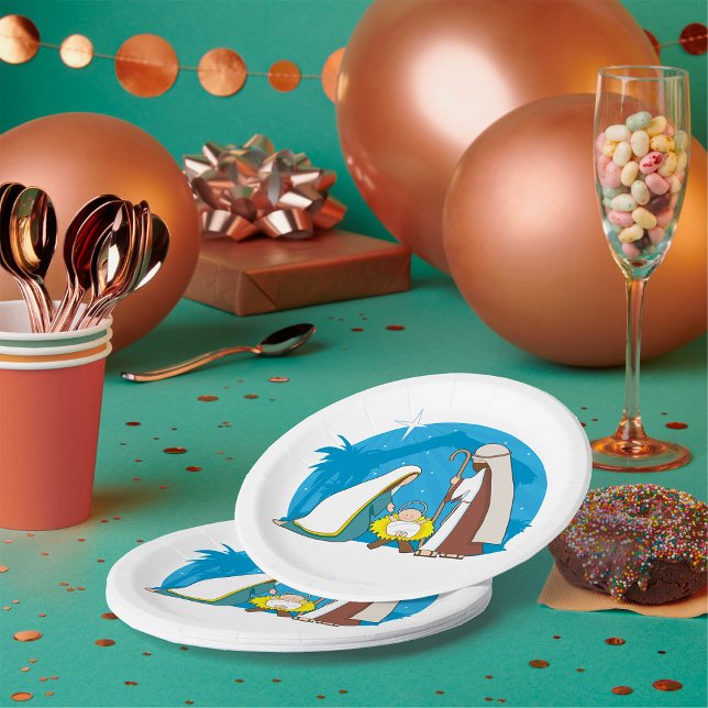 Nativity Scene with Mary Joseph and Baby Jesus Paper Plate (Creator Uploaded)