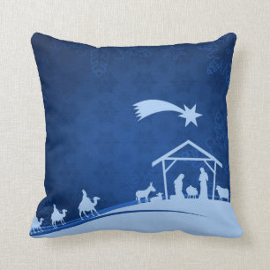 Nativity Scene with Three Wise Men Pillow