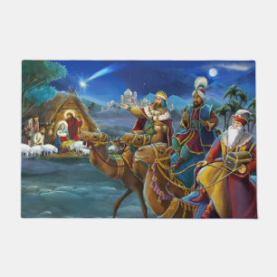 Nativity scene with wise men Christmas Holiday Doormat