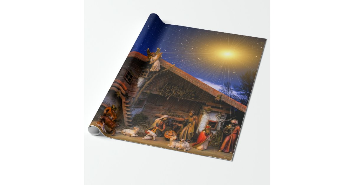 Nativity Scene Wrapping Paper | Zazzle.co.uk