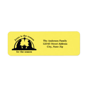 Nativity Scene Yellow - Return Address Label