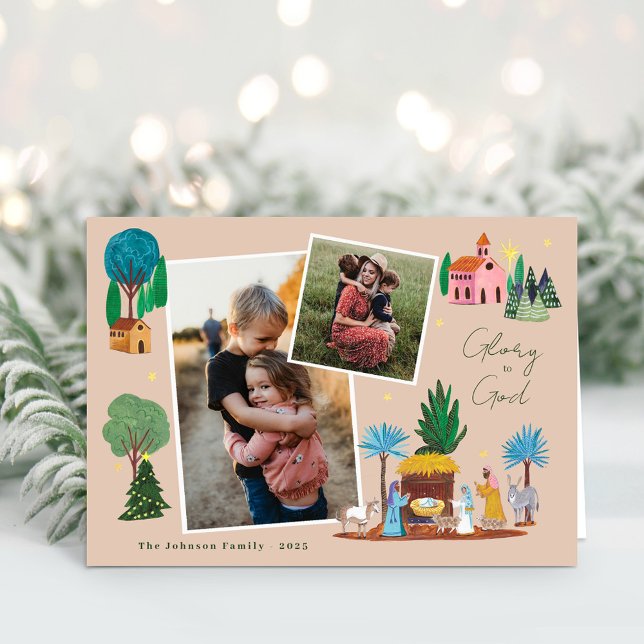 Nativity Scenen 2 Photos Christmas Greeting Card (Nativity Scenen 2 Photos Christmas Greeting Card)