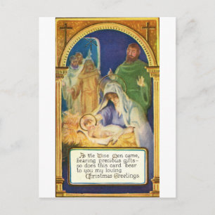 Nativity Scenes & Santa Holiday Postcard