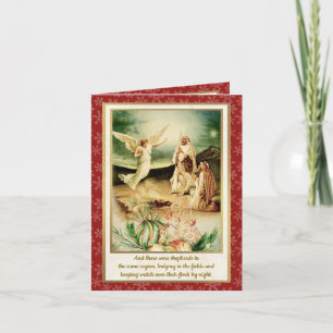 Nativity Shepherds & Angels Golden Christmas Invitation
