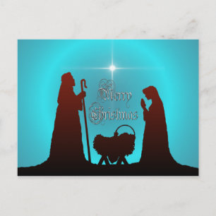 NATIVITY SILHOUETTE, MERRY & STAR by SHARON SHARPE Holiday Postcard
