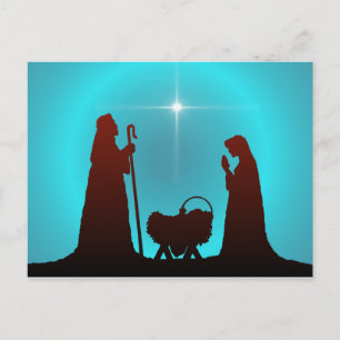 NATIVITY SILHOUETTE & STAR by SHARON SHARPE Postcard