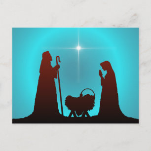 NATIVITY SILHOUETTE & STAR by SHARON SHARPE Postcard