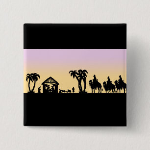 Nativity Silhouette Wise Men on the Horizon 15 Cm Square Badge