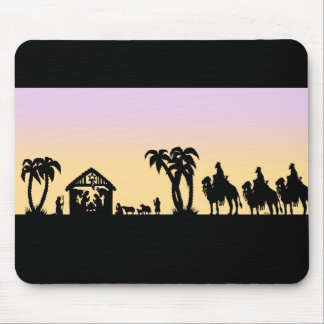 Nativity Silhouette Wise Men on the Horizon Mouse Mat