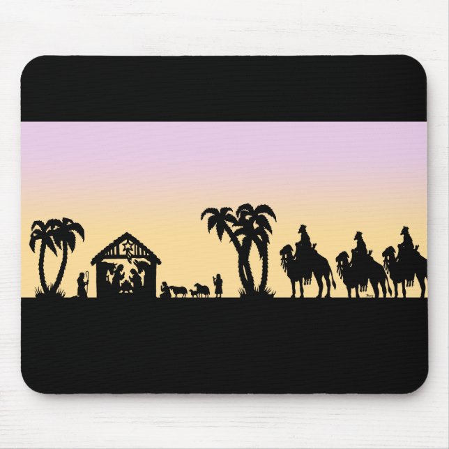 Nativity Silhouette Wise Men on the Horizon Mouse Mat (Front)