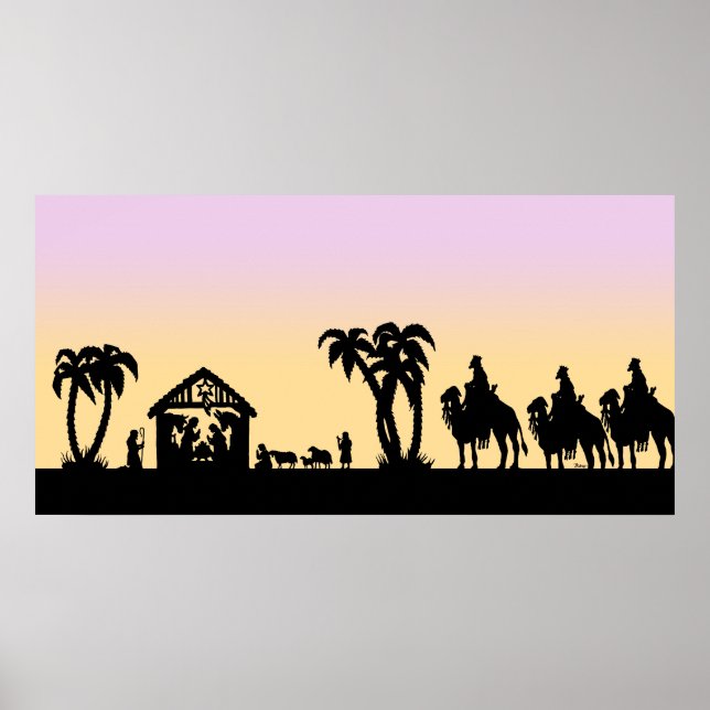 Nativity Silhouette Wise Men on the Horizon Poster (Front)